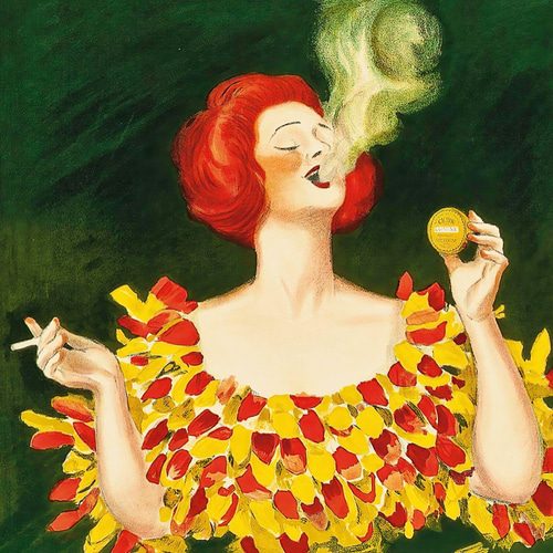 NO.311】華やかで個性的なドレスとタバコのヴィンテージアートポスター