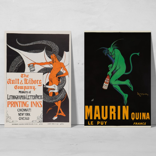 NO.304】悪魔と蛇神のヴィンテージアートポスター☆個性的パンクロック