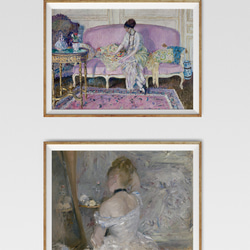 【NO.309】エレガントでクラシカルな家具と女性のアートポスター☆ラベンダー紫色絵画ヨーロッパA3A2A1B4B3B2 6枚目の画像