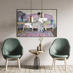 【NO.309】エレガントでクラシカルな家具と女性のアートポスター☆ラベンダー紫色絵画ヨーロッパA3A2A1B4B3B2 7枚目の画像