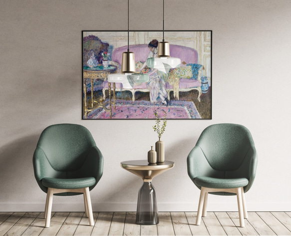 【NO.309】エレガントでクラシカルな家具と女性のアートポスター☆ラベンダー紫色絵画ヨーロッパA3A2A1B4B3B2 7枚目の画像