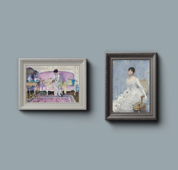 【NO.309】エレガントでクラシカルな家具と女性のアートポスター☆ラベンダー紫色絵画ヨーロッパA3A2A1B4B3B2 8枚目の画像