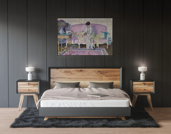 【NO.309】エレガントでクラシカルな家具と女性のアートポスター☆ラベンダー紫色絵画ヨーロッパA3A2A1B4B3B2 9枚目の画像