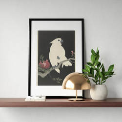 【NO.320】白いオウムと柘榴の日本画アートポスター鳥和柄☆和モダンお正月昭和レトロ和室インテリアB4B3B2A2A1 5枚目の画像