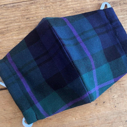 遠州織物【保湿・消臭】タータンチェック柄マスク(グリーン系) 5枚目の画像