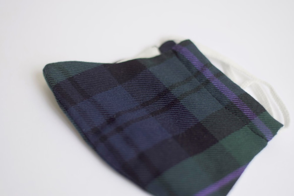 遠州織物【保湿・消臭】タータンチェック柄マスク(グリーン系) 6枚目の画像