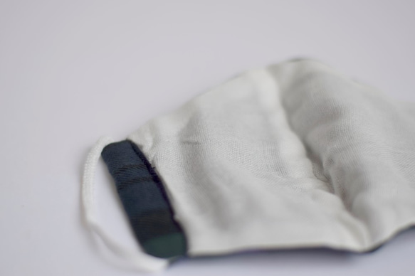 遠州織物【保湿・消臭】タータンチェック柄マスク(グリーン系) 7枚目の画像