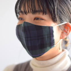 遠州織物【保湿・消臭】タータンチェック柄マスク(グリーン系) 8枚目の画像