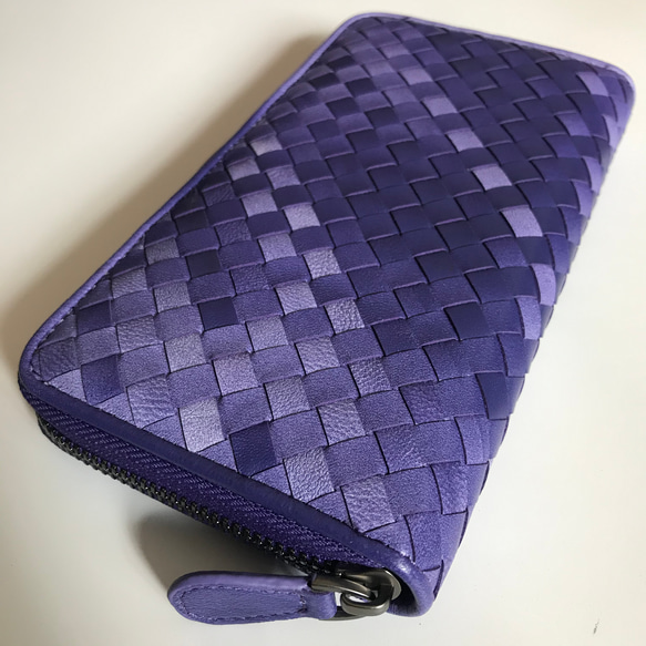 限定商品 希少ラムスキン本革編み込み 長財布 羊革 ハンドメイド