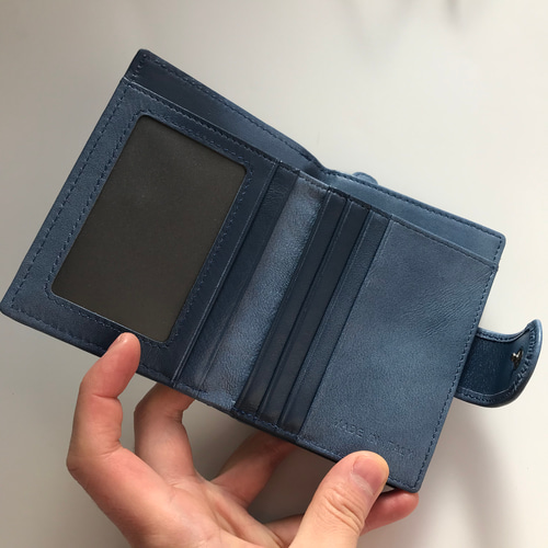 限定商品 ITALY イタリア製二つ折り財布手作り本革羊革編み込み