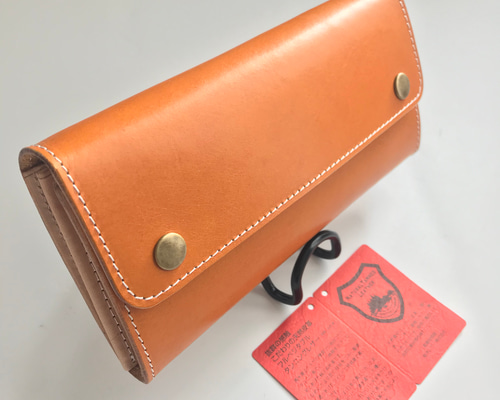 新作品 限定栃木レザー 牛革 本革 長財布 ハンドメイド 手染め仕上げ