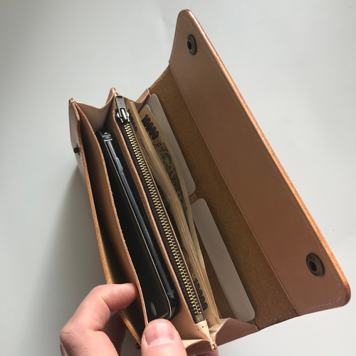新作品 限定栃木レザー 牛革 本革 長財布 ハンドメイド 手染め仕上げ 