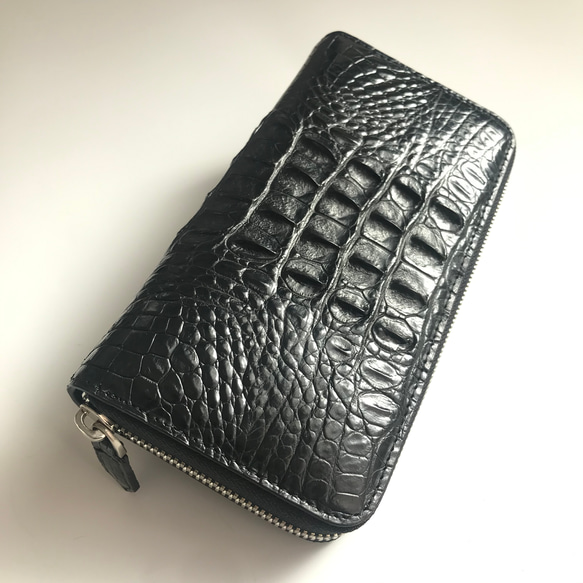 セール クロコダイル 長財布 ブラック 黒色 本革 ワニ革 男女兼用 期間限定価格 本革 黒 クロコダイル 長財布ワニ革 スマホも入れます