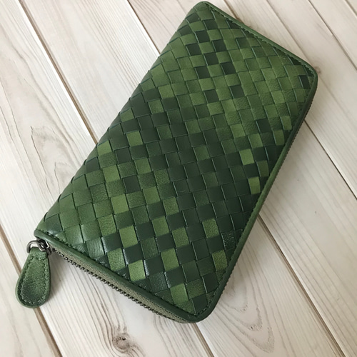 限定商品 希少ラムスキン 本革編み込み 長財布 羊革 人気商品