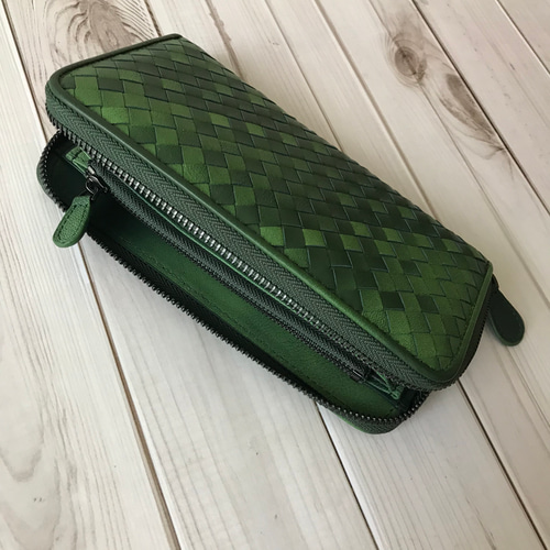 限定商品 希少ラムスキン 本革編み込み 長財布 羊革 人気商品
