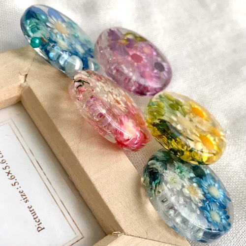 ドライフラワー沢山✴︎ピンクのお花の髪飾り ポニーフック
