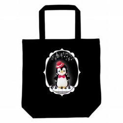 童話♡復古手提袋（M）〜企鵝（黑色）〜 第1張的照片