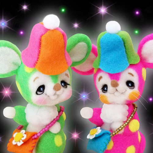 メルヘン♡レトロなネズミちゃん(蛍光ピンク) ～レトロポップversion