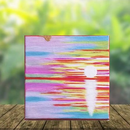 sea』癒し インテリア 絵画 アート 海 絵 夏 夕焼け 夕日 カラフル