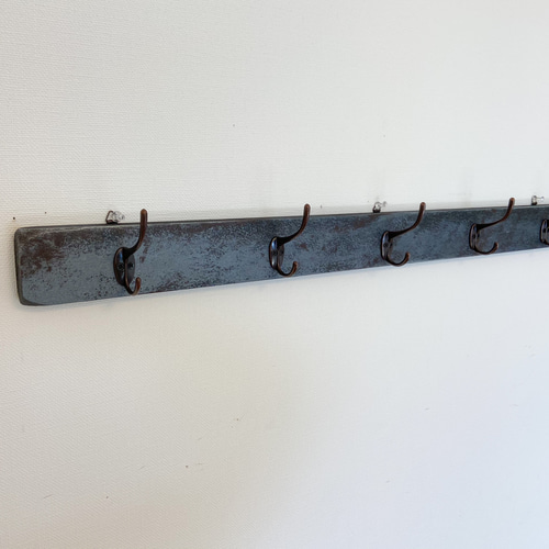 希少 ウォールフック 5フック 木製 金属製 アイアン インダストリアル