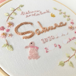 ≪セミオーダーで叶える ちょっぴり贅沢な手刺繍バースボード≫動物,桜の花,風船 5枚目の画像