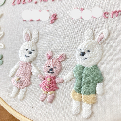 ≪セミオーダーで叶える ちょっぴり贅沢な手刺繍バースボード≫うさぎ