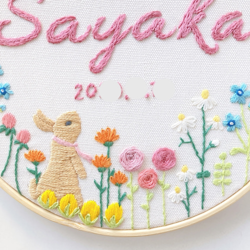 ≪セミオーダーで叶える ちょっぴり贅沢な手刺繍バースボード≫ミモザ