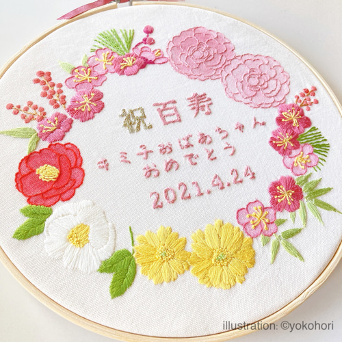 手刺繍のオーダー名入れお祝いボード/百寿,還暦祝い,米寿,喜寿,卒寿