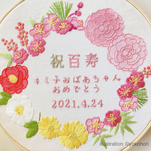 手刺繍のオーダー名入れお祝いボード/百寿,還暦祝い,米寿,喜寿,卒寿