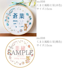 【バースボード・命名書刺繍キット】プレママ, マタニティ,誕生日,出産祝い,産休育休,/手作り/ベビーボード/オーダー 9枚目の画像