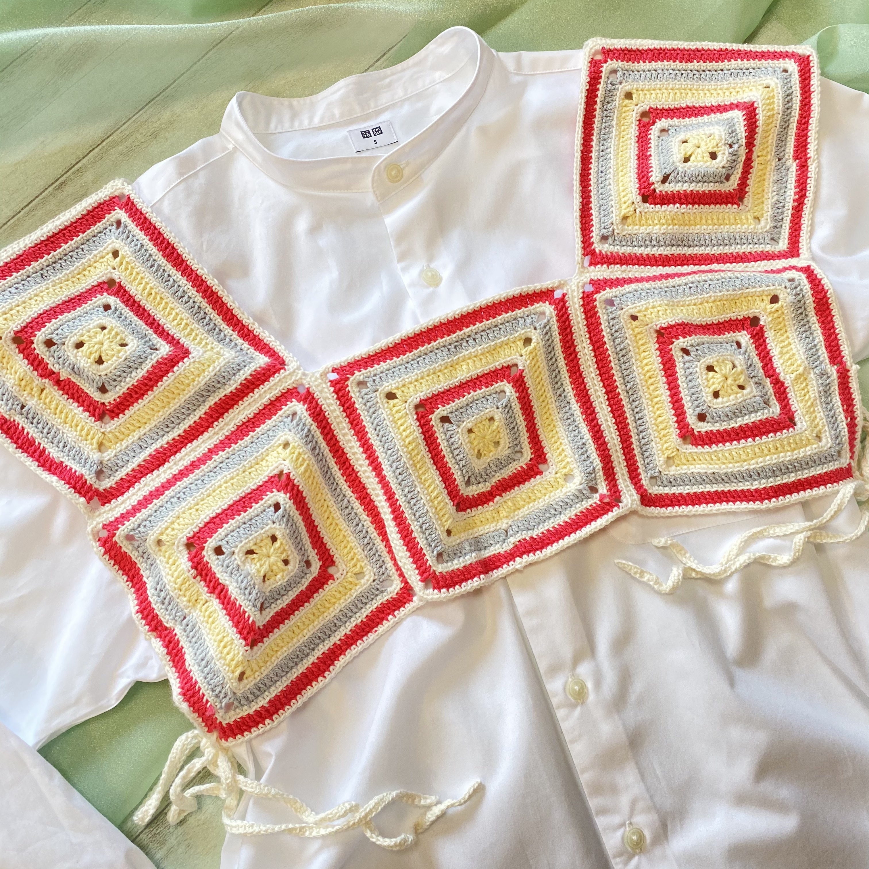 ハンドメイド グラニースクエア クロシェ ビスチェ トップス かぎ針編み 手編みニット