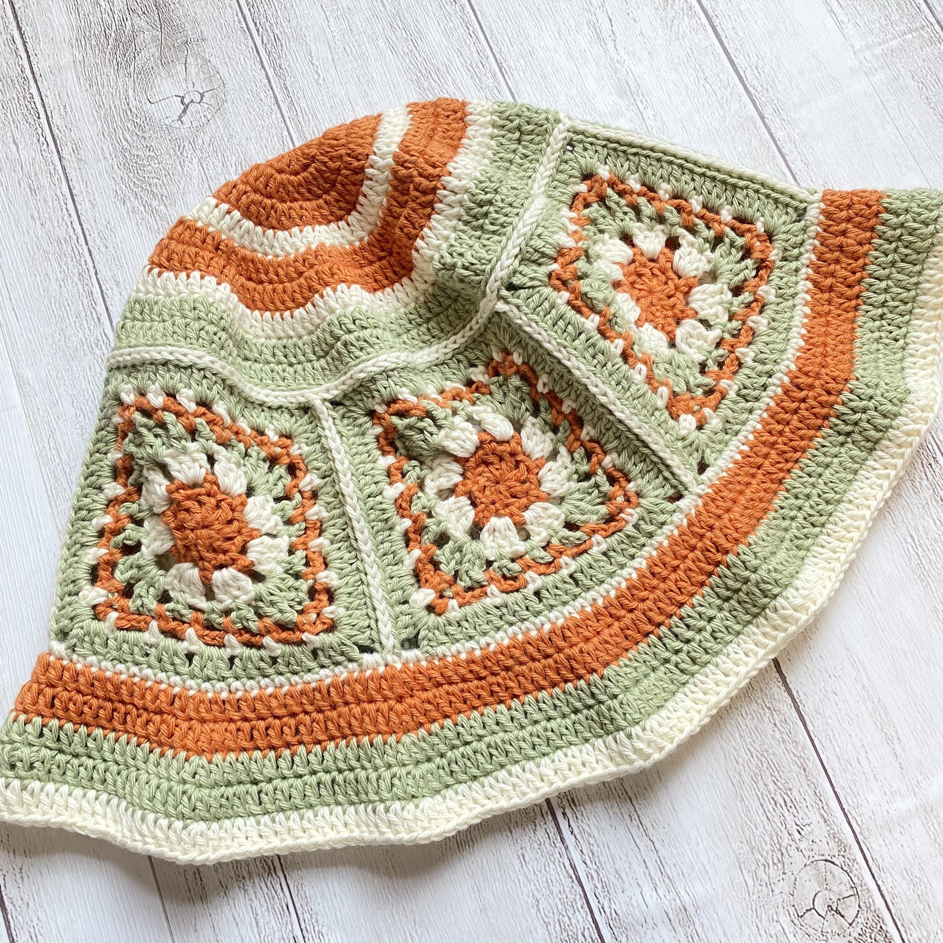 ハンドメイド グラニースクエア クロシェ バケットハット 帽子 ハット 4,897円