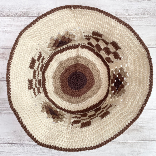 ハンドメイド グラニースクエア ブロックチェック クロシェ