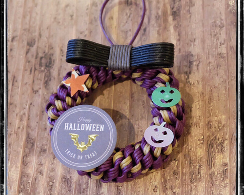 ＊376＊ミッケ＊~布リース　ハロウィンリース　インド刺繍リボン 665＊布リース ハロウィンリース インド刺繍リボン フラワー
