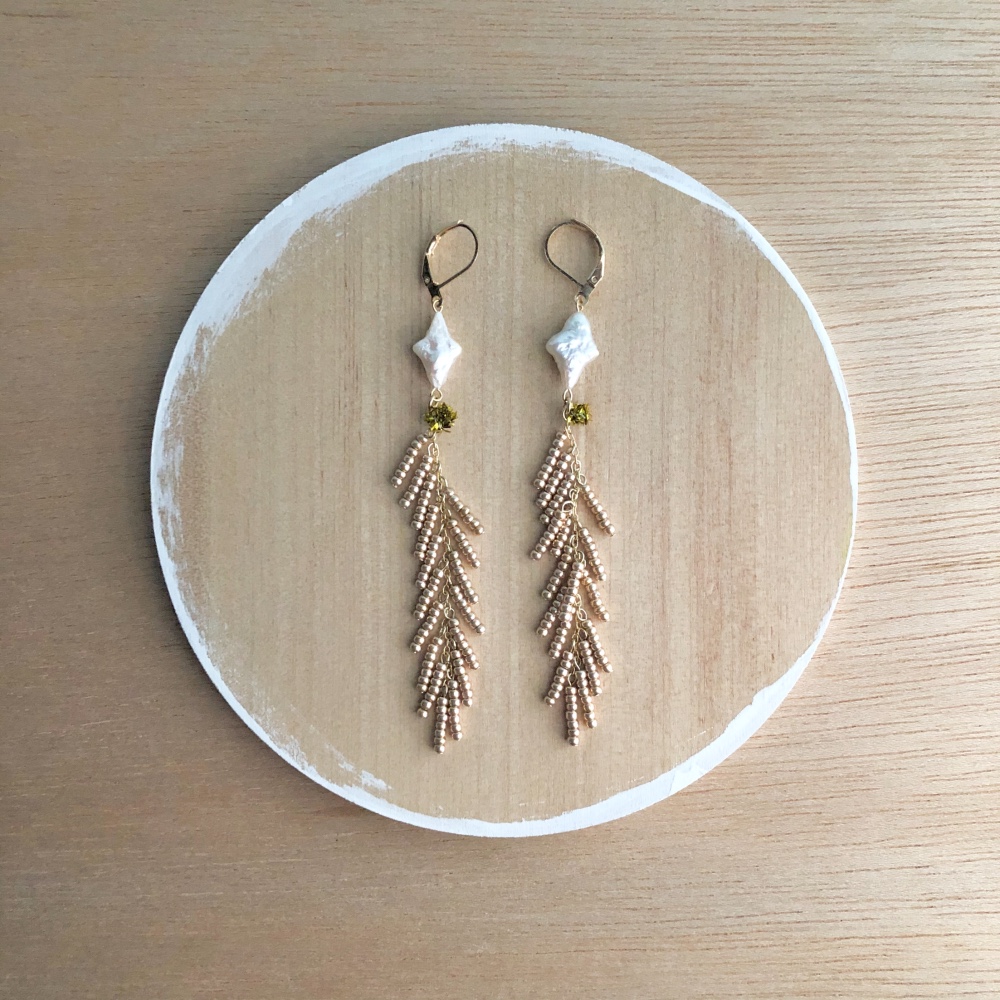 ryusei 耳飾り（バロックパール／ビーズ・ゴールド）