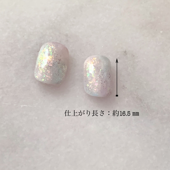 【16㎜】うるうる きらきら 氷ネイル/ ネイルチップ オーロラ ジェルネイル 3枚目の画像