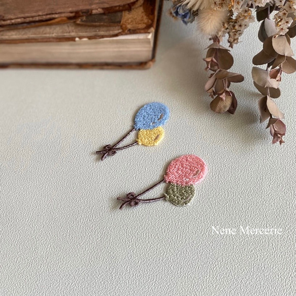 風船/ピンク/ 刺繍アイロンワッペン 4枚目の画像