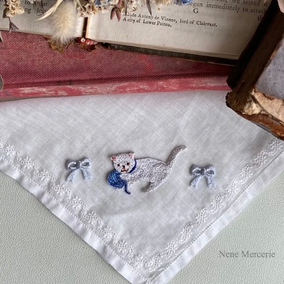 子猫のNoahくん/ブルー/刺繍アイロンワッペン 4枚目の画像