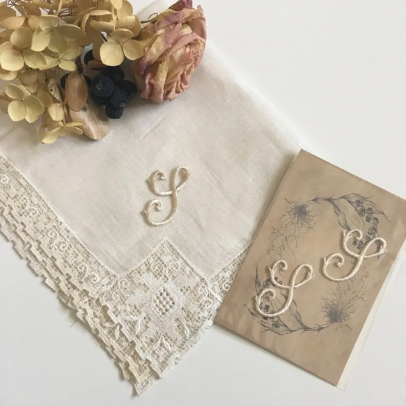 オーダー商品　イニシャル刺繍入り3点セット☆ イニシャル 刺繍アイロンワッペン | ネネメルスリー