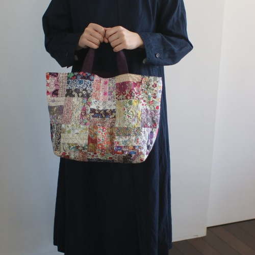 期間限定20%off SALE! リバティ パッチワークバッグ 暖色系 A4