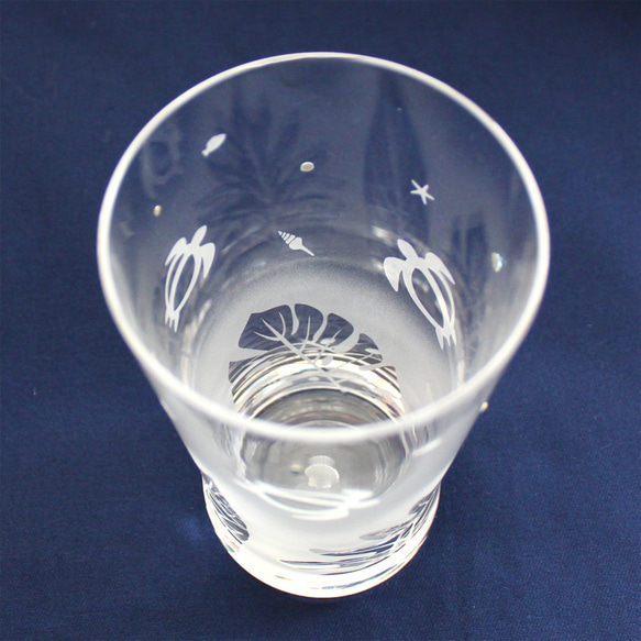 [Honu和熱帶樹葉]玻璃杯 ★可刻名字（收費） 第2張的照片