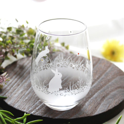 【四個季節的兔子】兔子玻璃杯4件套 ★日本國內免運費 ★可刻名字（收費） 第2張的照片
