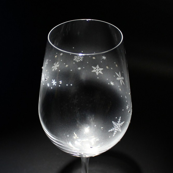 【ダイヤモンドダスト / ワイングラス】結晶モチーフのワイングラス　★名入れ加工対応品（有料） 3枚目の画像