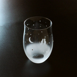 【一起看新月的夜空】 貓咪玻璃杯（vol.1）★客製化刻字加工ＯＫ（需加價） 第2張的照片