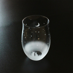 【一起看新月的夜空】 貓咪玻璃杯（vol.1）★客製化刻字加工ＯＫ（需加價） 第3張的照片
