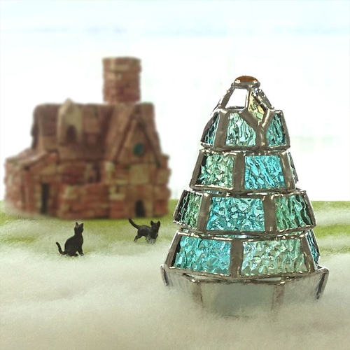 小さなもみの木ランプ／新緑ver.】ステンドグラス・ミニランプ（LED