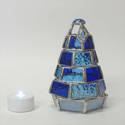 [小塔樹燈/藍色系列]彩色玻璃迷你燈（附LED燈）#聖誕樹 第3張的照片