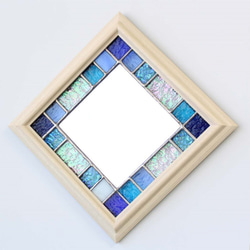 小彩繪玻璃框鏡子/夏日藍 ★可刻名字（收費） 第4張的照片