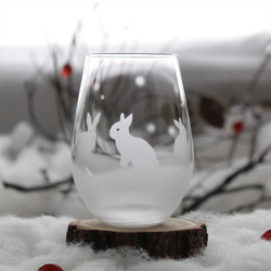 [雪兔] 兔子圖案玻璃杯(vol.2) ★可刻名字（收費） 第2張的照片
