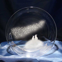 【青空中的銀河】兔子玻璃小盤子 ★可刻印名字OK（需加價） 第1張的照片